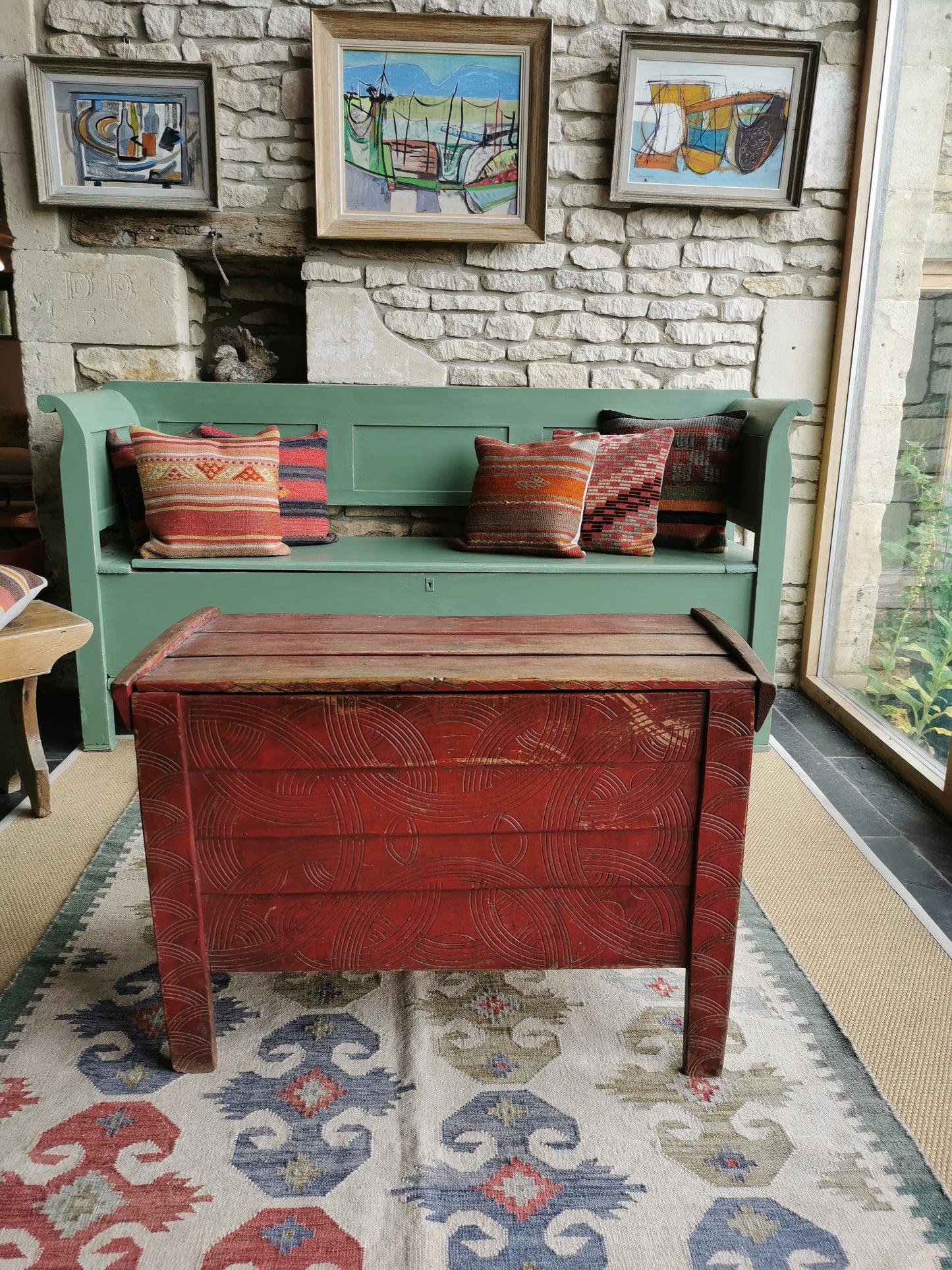 Hungarian Painted Red Chest