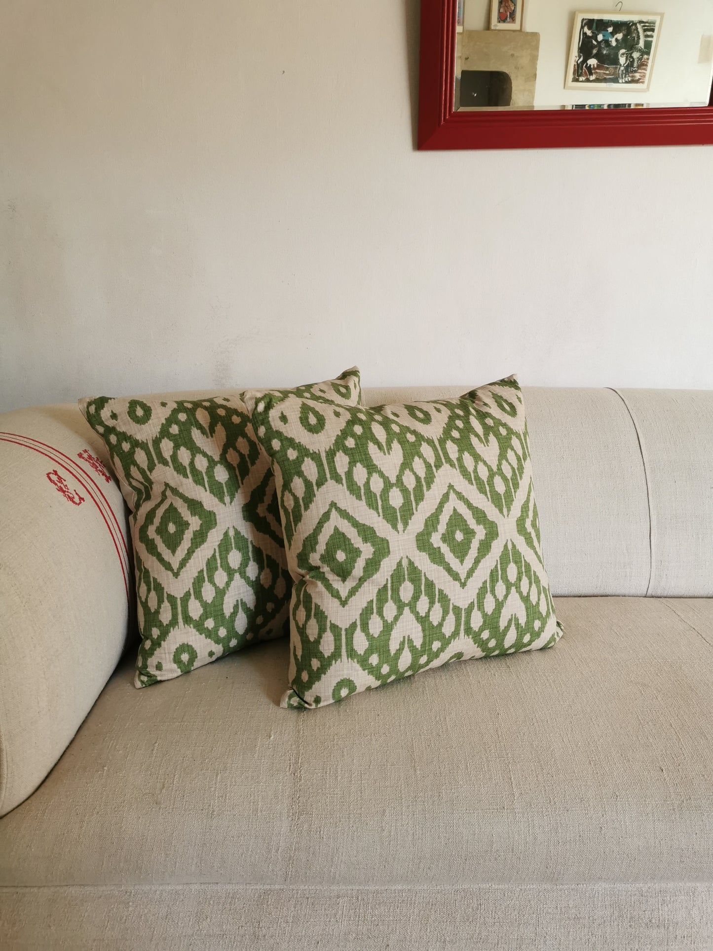 Green Ikat Cushion