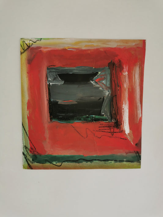 Red Window, Gouache on paper