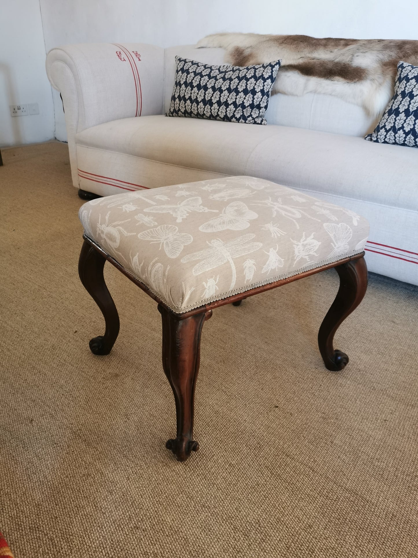 Antique Upholstered Footstool