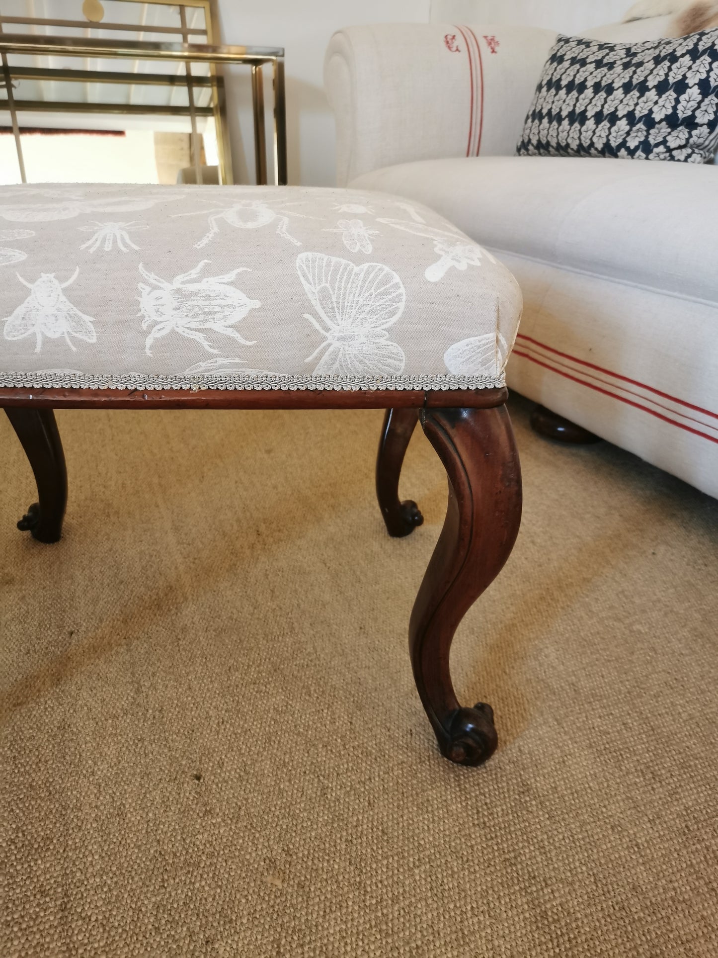 Antique Upholstered Footstool