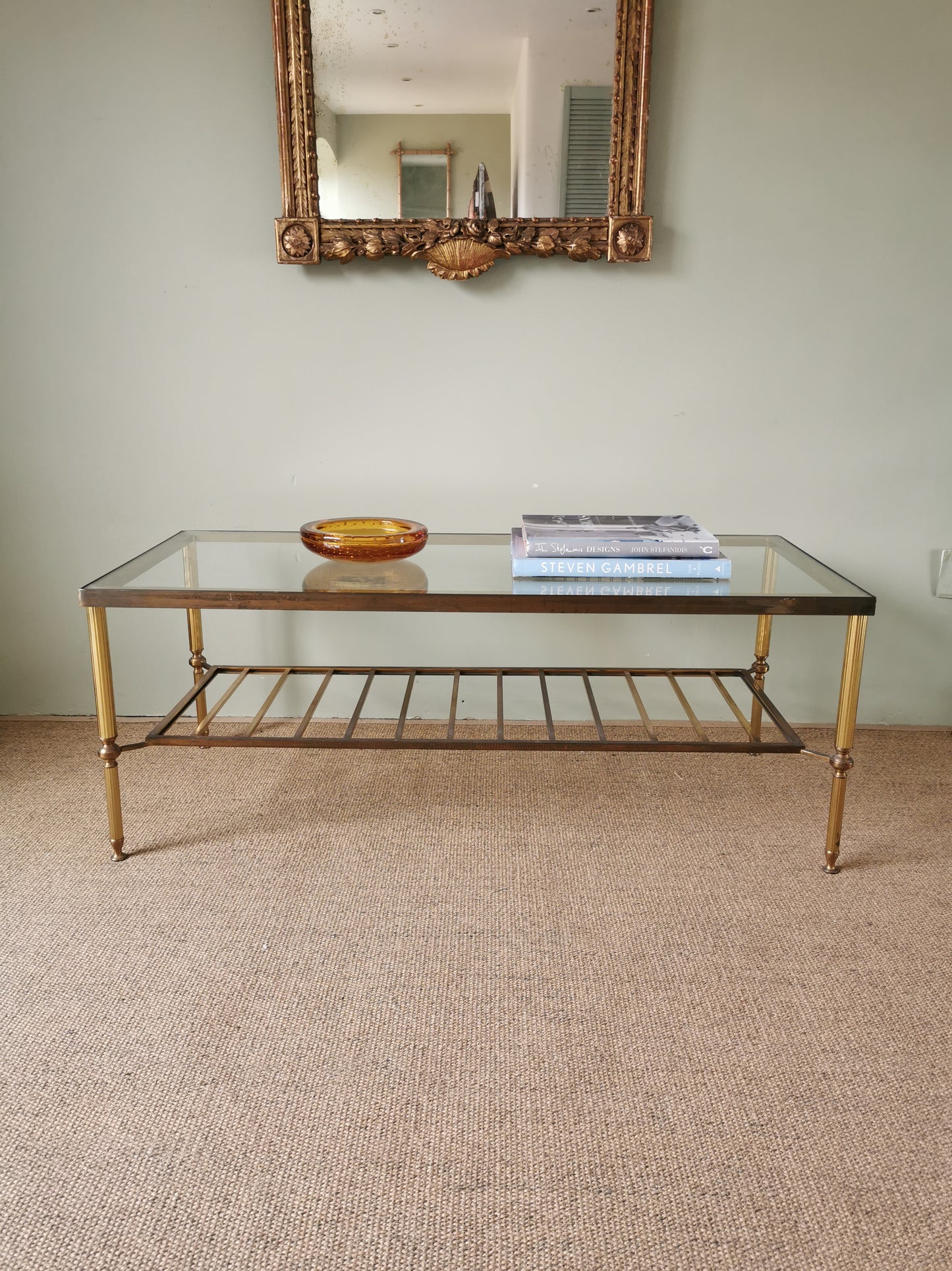 French Brass and Glass Coffee Table RESERVED