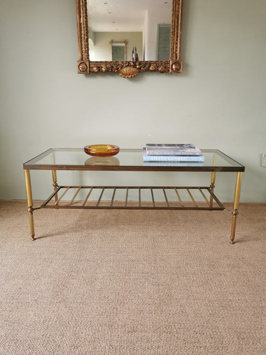 French Brass and Glass Coffee Table