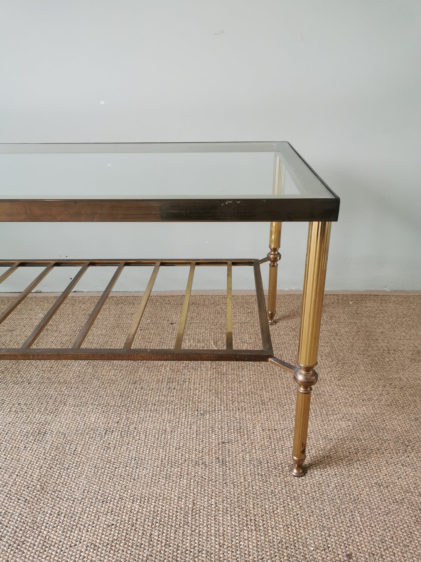 French Brass and Glass Coffee Table